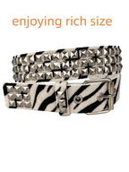 Animal Print Studded Belt for Punk, Y2K and Alternative Fashion