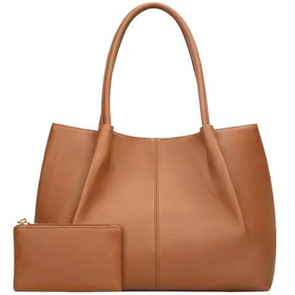 Minimal Large Capacity Tote Shoulder Bag with Clean Structured Design