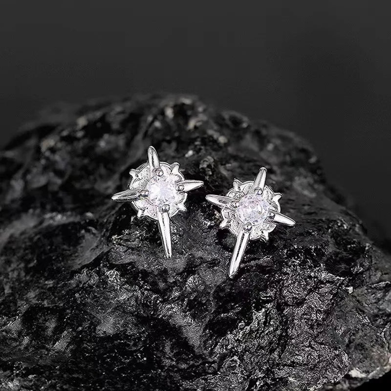 Punk Starburst Clip Earrings With Alternative Celestial Statement Design