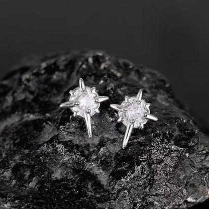 Punk Starburst Clip Earrings With Alternative Celestial Statement Design