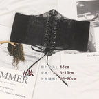 Sheer Lace Corset Belt with Lace-Up Front and Structured Waist Design