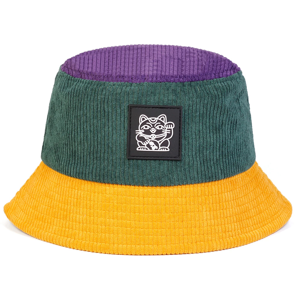 Embroidered Bucket Hat with Contrast Brim for Casual Outdoor Streetwear Everyday Fashion Style