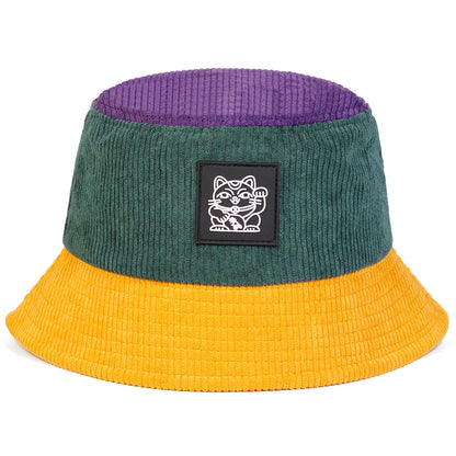 Embroidered Bucket Hat with Contrast Brim for Casual Outdoor Streetwear Everyday Fashion Style