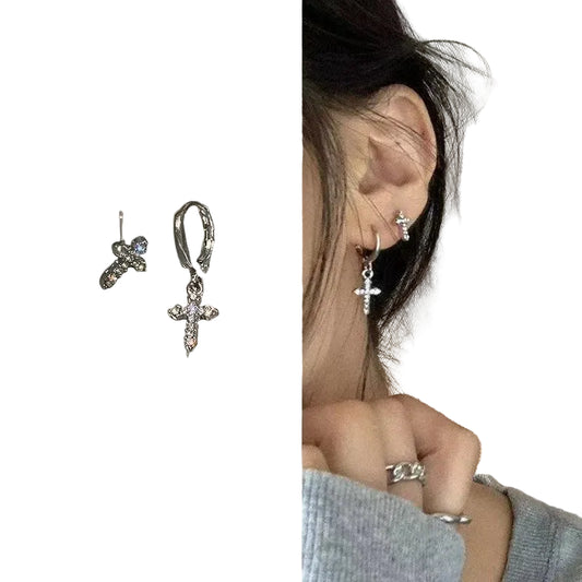 Minimalist Cross Stud Earrings for Gothic and Alternative Looks