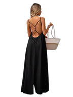 Cross Back Maxi Dress With Relaxed Silhouette And Soft Drape