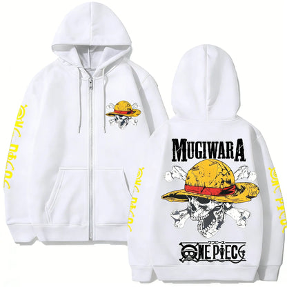 Pirate Adventure Zip Hoodie with Manga Streetwear Aesthetic