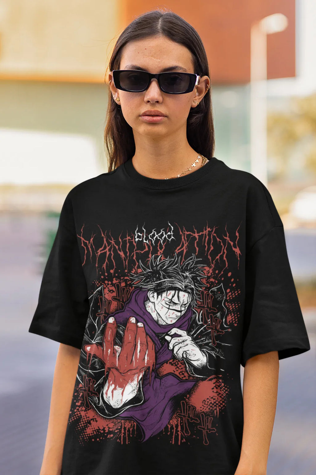 Dark Fantasy Anime Goth Streetwear Oversized Graphic Cotton T-Shirt