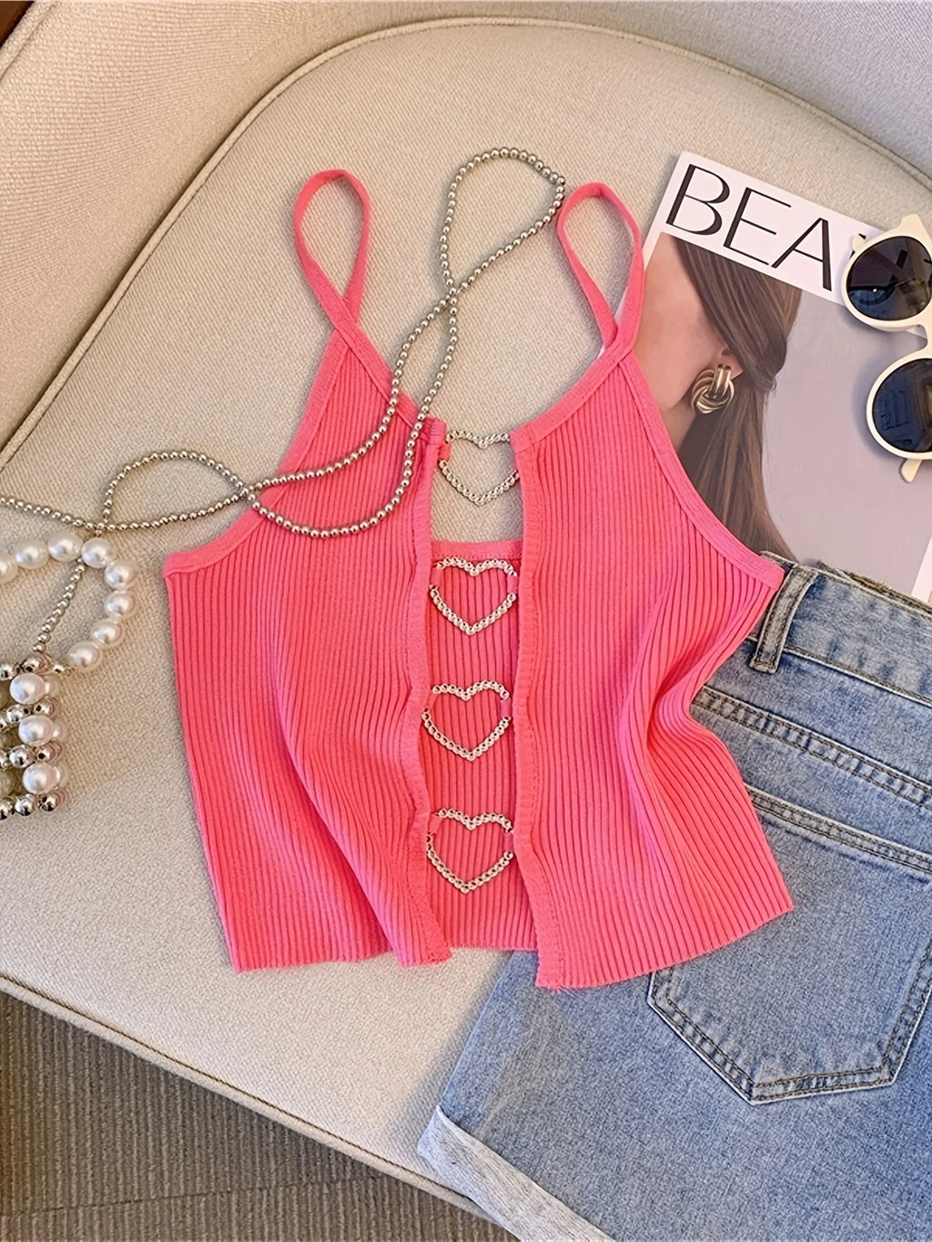 Ribbed Lace-Up Crop Top with Sleeveless Slim Fit Contemporary Streetwear Design