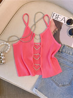 Ribbed Lace-Up Crop Top with Sleeveless Slim Fit Contemporary Streetwear Design