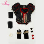 Women's Theatrical Heart Cutout Bodysuit With Exaggerated Puff Sleeves And Flowing Sheer Skirt Overlay