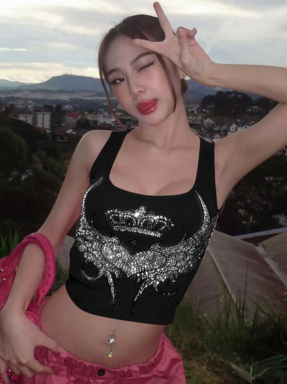 Women's Graphic Sleeveless Tank Top for Y2K Streetwear Casual Everyday Layered Fashion