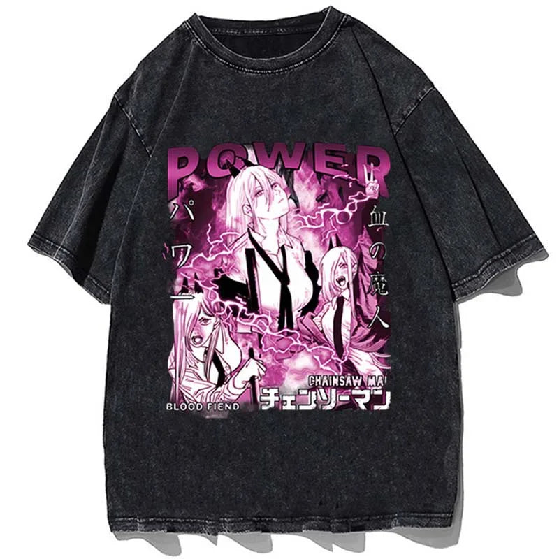 Dark Anime Manga Aesthetic Oversized Washed Cotton Streetwear Graphic T-Shirt