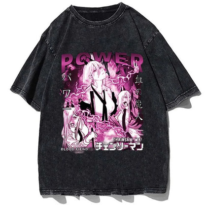 Dark Anime Manga Aesthetic Oversized Washed Cotton Streetwear Graphic T-Shirt