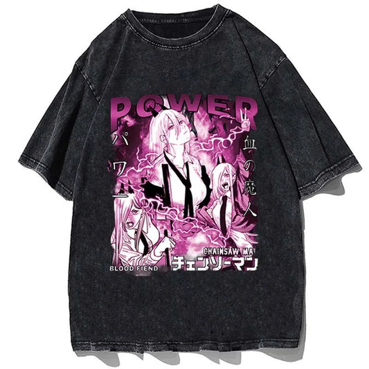 Dark Anime Manga Aesthetic Oversized Washed Cotton Streetwear Graphic T-Shirt