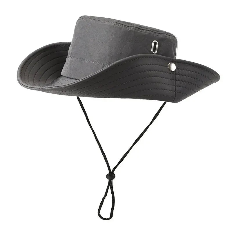 Wide Brim Outdoor Bucket Hat with Adjustable Chin Cord for Hiking and Everyday Adventures