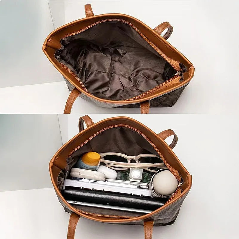 Large Capacity Soft Structured Tote Shoulder Bag with Minimal Design