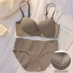 Minimalist Beige Seamless Wire-Free Bra and Brief Set