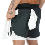 Men's Two Layer Performance Running Shorts with Quick Dry Fabric and Athletic Comfort