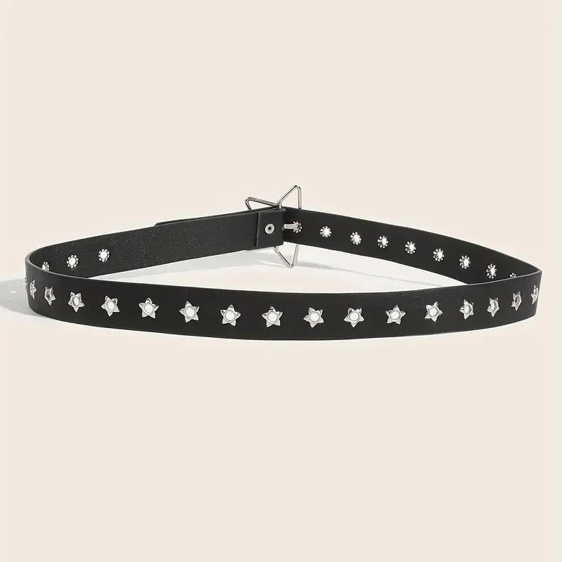 Star Eyelet Rivet Waist Belt for Gothic Punk Y2K Fashion Looks