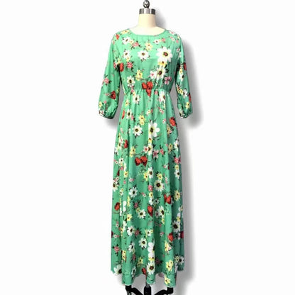 Vintage Floral Gothic Lolita Inspired Cottagecore Maxi Dress