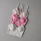Playful Cherry Print Longline Sports Bra with Criss-Cross Open Back