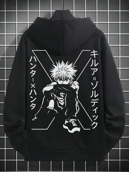 Anime Streetwear Oversized Graphic Hoodie with Manga-Inspired Back Illustration