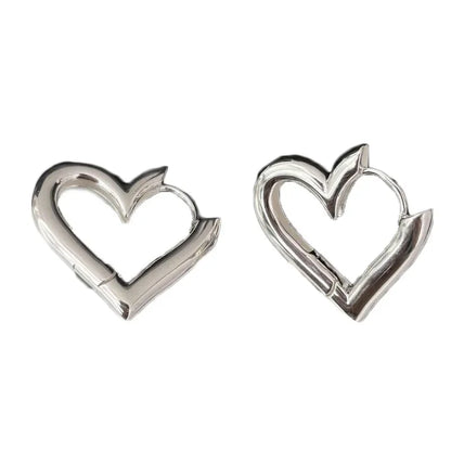Heart Outline Stud Earrings Romantic Alternative Fashion Jewelry