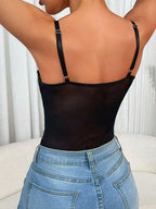 Lace Bustier Bodysuit with Structured Cups and Adjustable Shoulder Straps