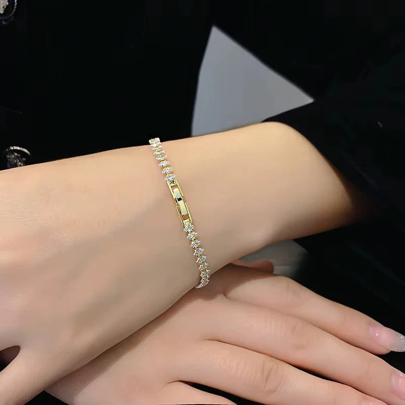 Geometric Crystal Tennis Bracelet for Gothic Glam and Alternative Fashion