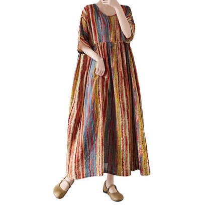 Boho Pleated Maxi Dress with Relaxed Silhouette for Everyday Styling