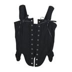 Elegant Beige Lace-Up Corset Top with Adjustable Tie-Shoulder Straps