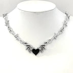 Barbed Heart Charm Choker Necklace for Gothic Y2K and Punk Styling