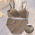 Minimalist Beige Seamless Wire-Free Bra and Brief Set