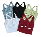 High-Coverage Sports Bra with Architectural Criss-Cross Strappy Back
