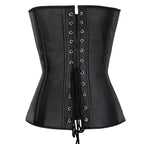Brown Faux Leather Steampunk Halter Corset with Metal Buckles and Side Lacing