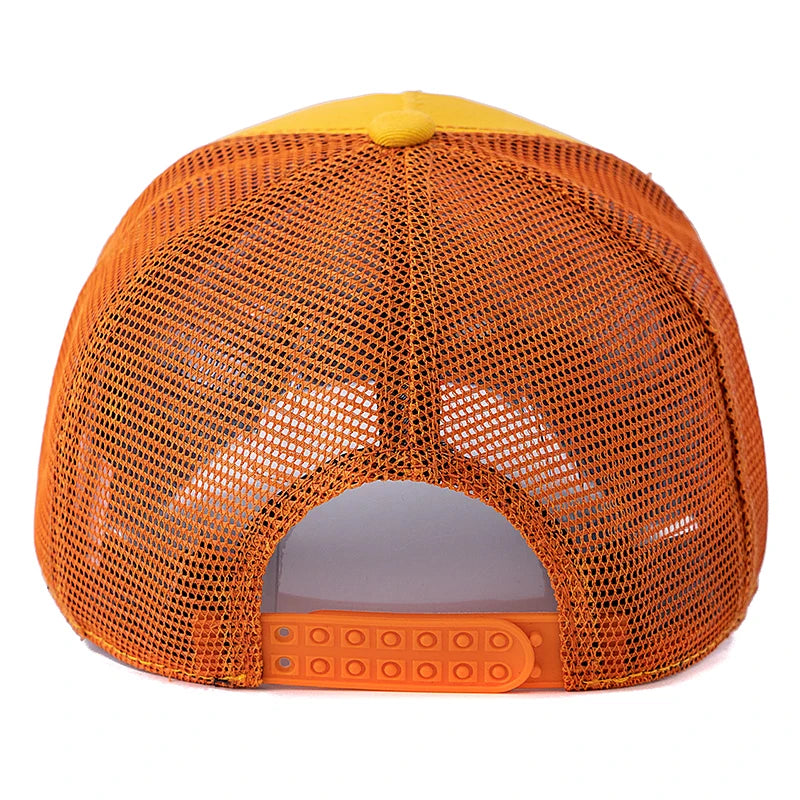 Unisex Breathable Mesh Trucker Cap with Graphic Patch for Casual Streetwear and Outdoor Style