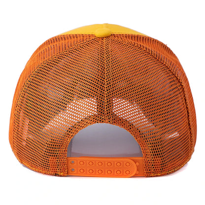 Unisex Breathable Mesh Trucker Cap with Graphic Patch for Casual Streetwear and Outdoor Style