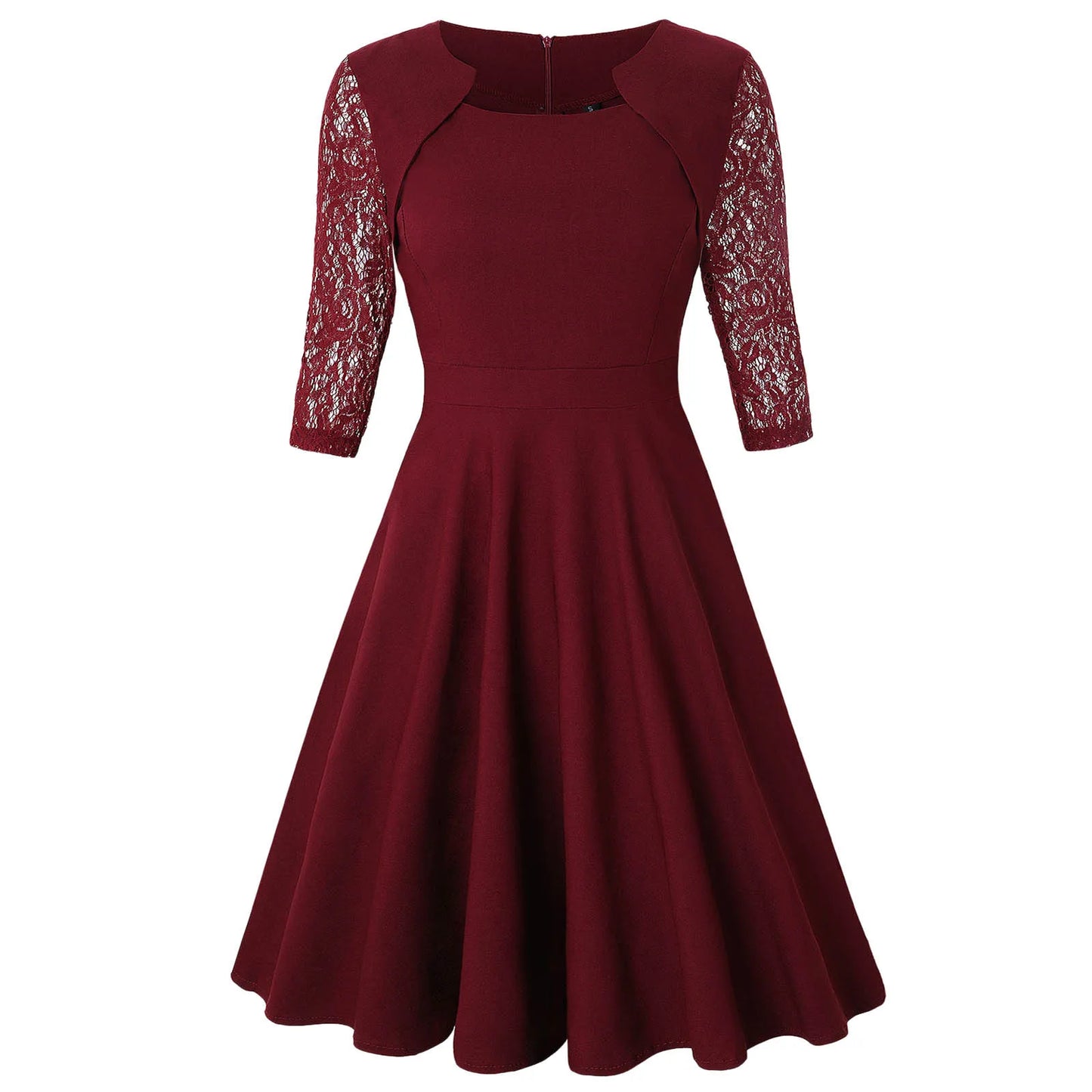 Classic Three Quarter Sleeve Fit And Flare Alternative Midi Dress