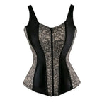 Vintage Floral Tapestry Overbust Corset with Wide Straps and Structured Seaming