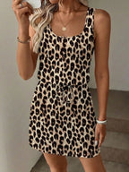 Striped Sleeveless Drawstring Waist Mini Dress with Relaxed Everyday Style