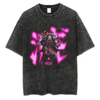 Cyber Spirit Anime Graphic Oversized Washed Cotton Streetwear T-Shirt