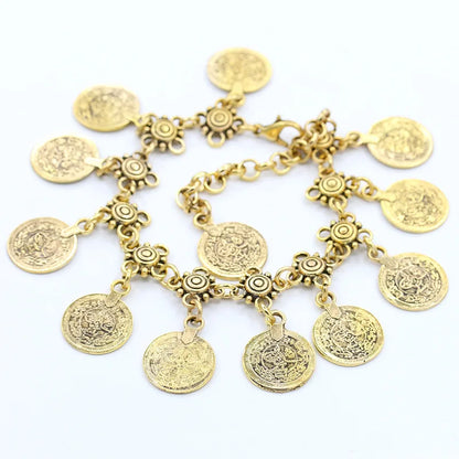 Layered Coin Charm Anklet for Bohemian Dark Feminine and Festival Styling