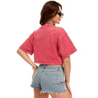 Acid Wash Crop Tee with Relaxed Fit and Vintage Streetwear Appeal