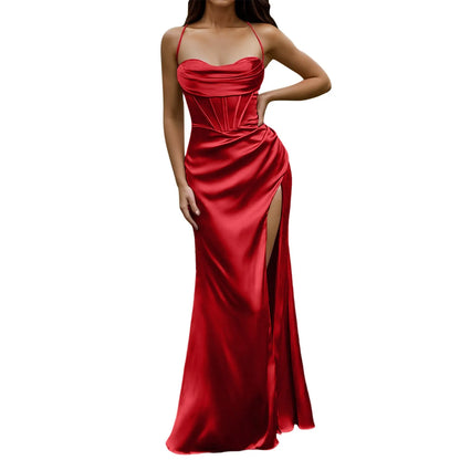 Minimalist Satin Slip Maxi Dress with Dark Romantic Alternative Fashion Style