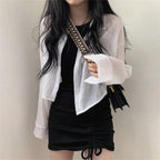 Ruched Gothic Mini Dress with Dark Anime Streetwear Aesthetic