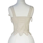Lace-Up Corset Top with Adjustable Shoulder Ties and Sculpted Bodice