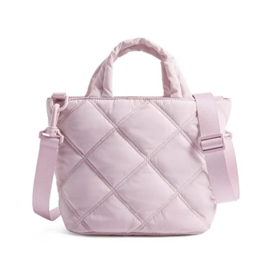 Quilted Puffer Crossbody Tote Bag with Lightweight Everyday Carry