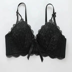 Scalloped Floral Lace Push-Up Bra with Side Smoothing Wings and Coordinated Brief Set