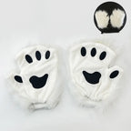 Complete Black and White Fox Maid Cosplay Set with Plush Paws, Tail, and Ear Headband