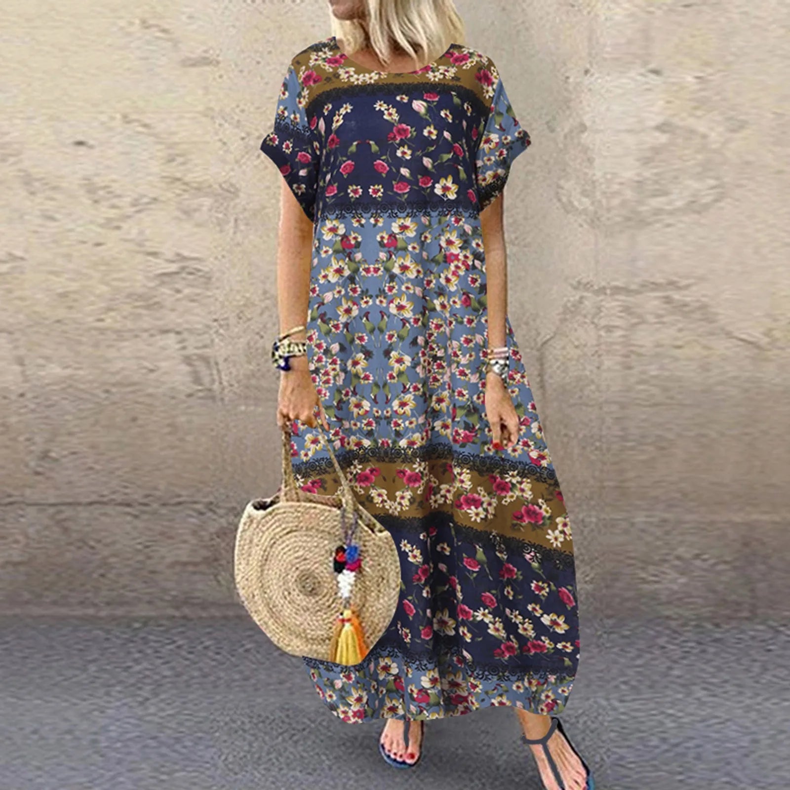 Relaxed Printed Maxi Dress With Easy Flow And Soft Shape